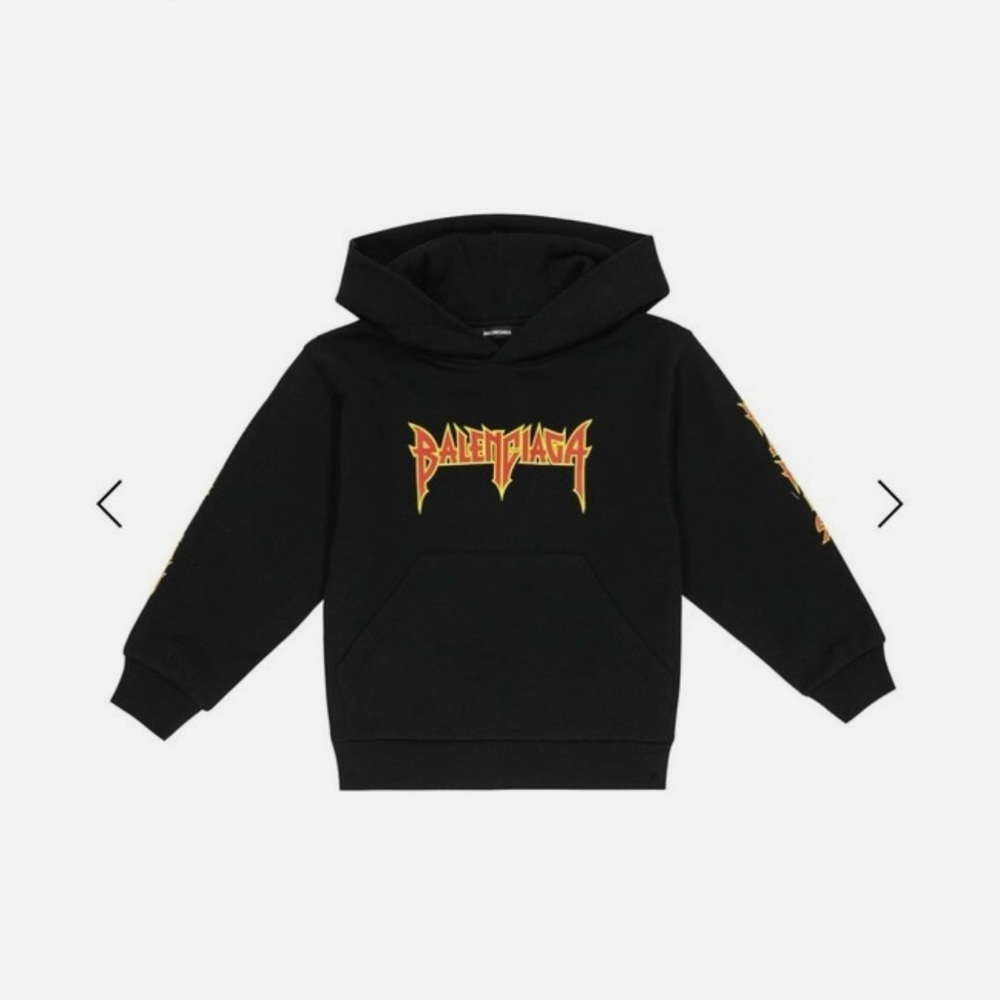 Balenciaga Kids Black Hoodie with Bold Logo